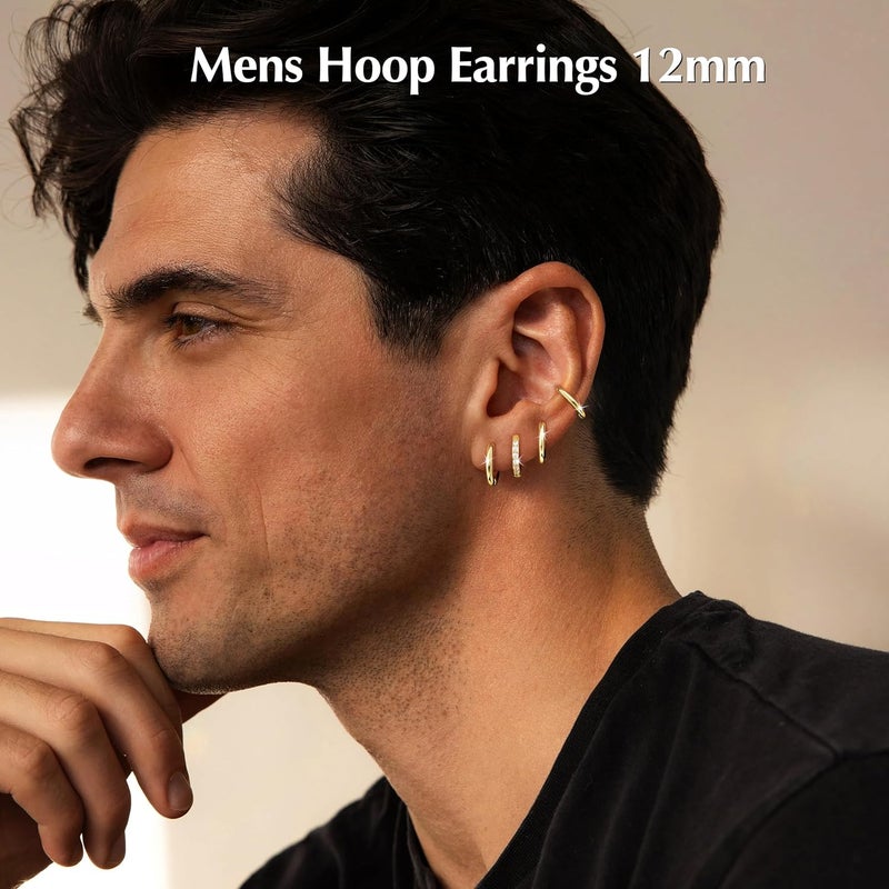 Poxtex Small Gold Huggie Hoop Earrings Set for Women Men Hypoallergenic 14K Plated Stack Cartilage Earrings, Multiple Piercing Lightweight Mini Thin Cute Dainty Trendy Jewelry Set Christmas Gifts for Women - Image 1